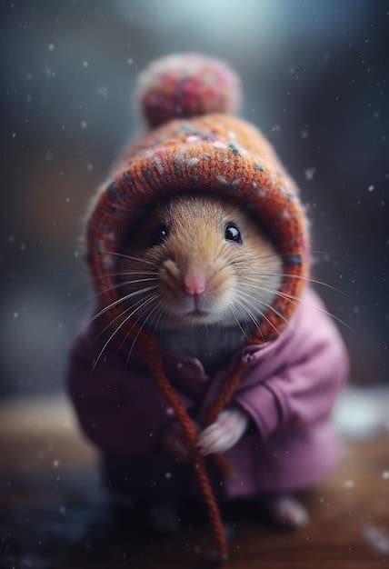 Premium AI Image A Mouse Wearing A Hat And A Purple Jacket With The