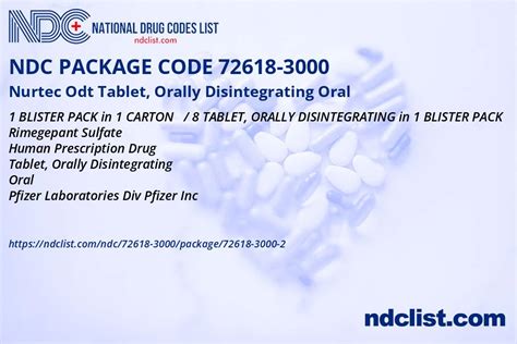 Ndc Package Nurtec Odt Tablet Orally Disintegrating Oral