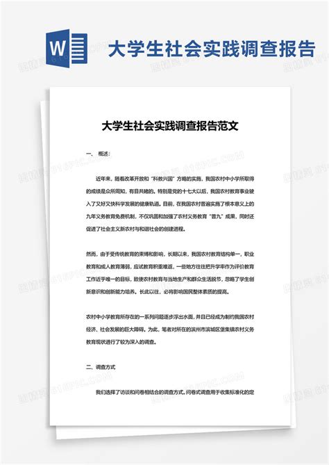 简洁大学生社会实践调查报告范文word模板免费下载编号vd6amy87r图精灵