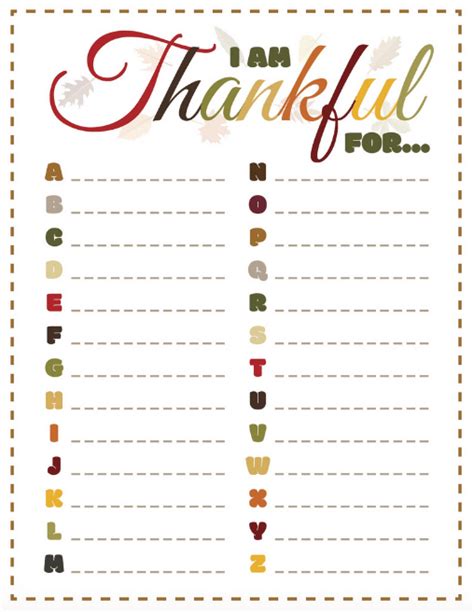 What Im Thankful For Printable For Kids For Thanksgiving Stylish