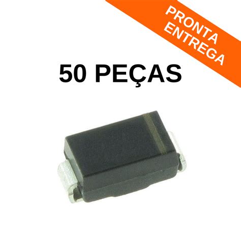 Kit 50 peças Diodo Retificador S1M SMD DO 214AC 1A 1000V Diodo