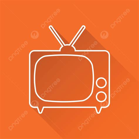 ikon tv  gaya garis  latar belakang oranye  bayangan