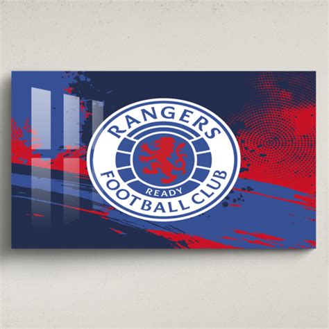 Rangers Fc Acrylic Wall Art Full Colour Crest On Textured Background