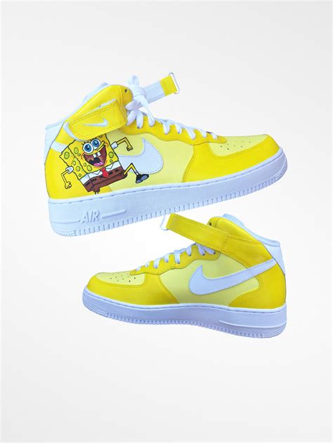 Custom Nike Air Force 1 Spongebob Custom Shoes Hand Etsy