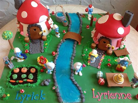 Smurfs village birthday cake - mainsusa