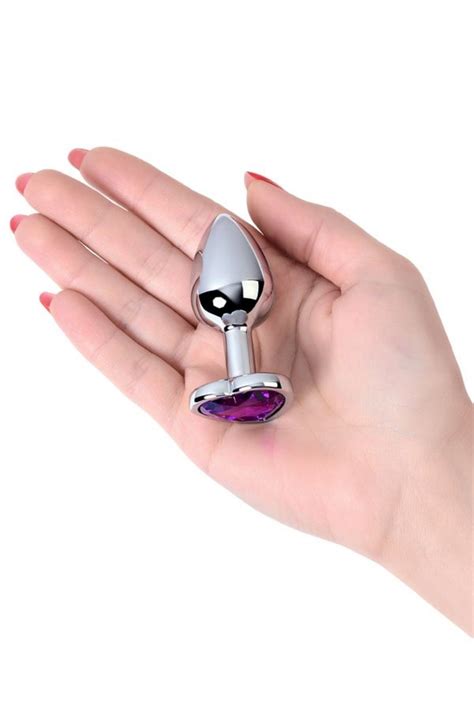 ada marketing adult toys Metal Anal Plug 7 cm Gümüş Mor Kristalli 50 gr Pürüzsüz ve Şık