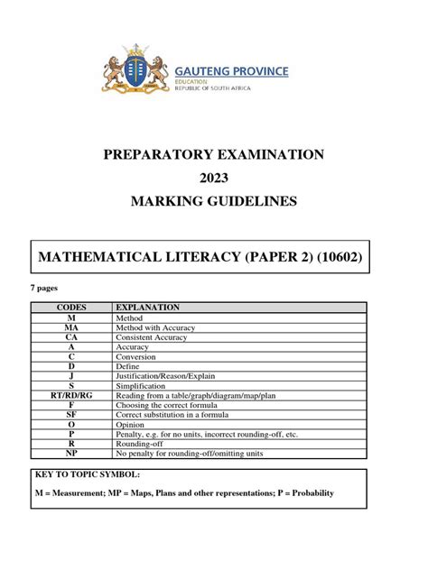 Gr 12 Mathematical Literacy P2 English Possible Answers Pdf Mathematics Metrology