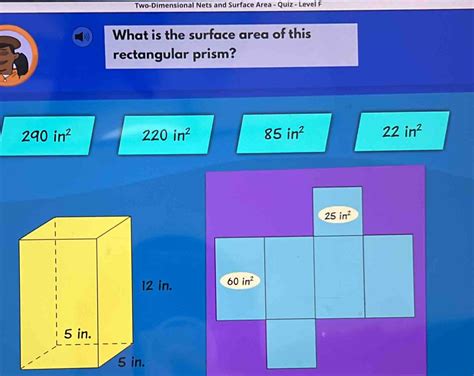 Solved Two Dimensional Nets And Surface Area Quiz Level F What Is The Surface Area Of This