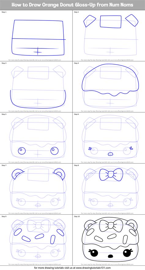 How To Draw Orange Donut Gloss Up From Num Noms Printable Step By Step