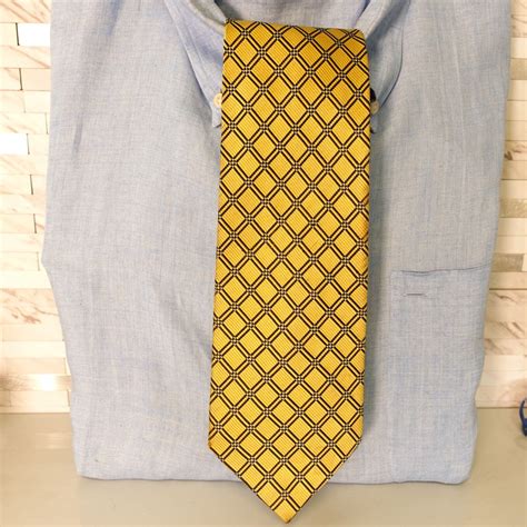 Valerio Garati Neck Tie Mens Gold Silk Geometric Classic Designer