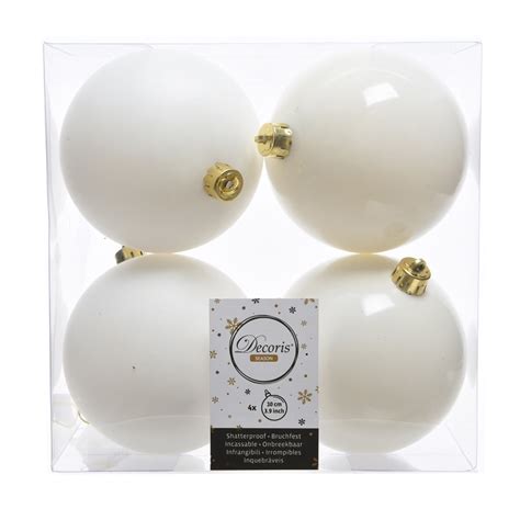 Lot de 4 boules de Noël D100 mm Alpine Blanc laine Boule et déco de