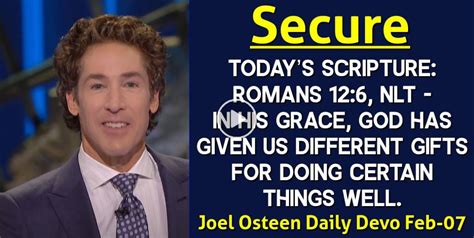 Joel Osteen (February-07-2023) Daily Devotional: Secure - Today's ...