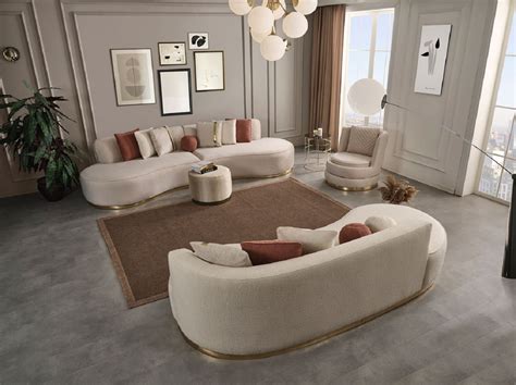 Casa Padrino Luxury Sofa Cream Gold 270 X 120 X H 76 Cm Curved