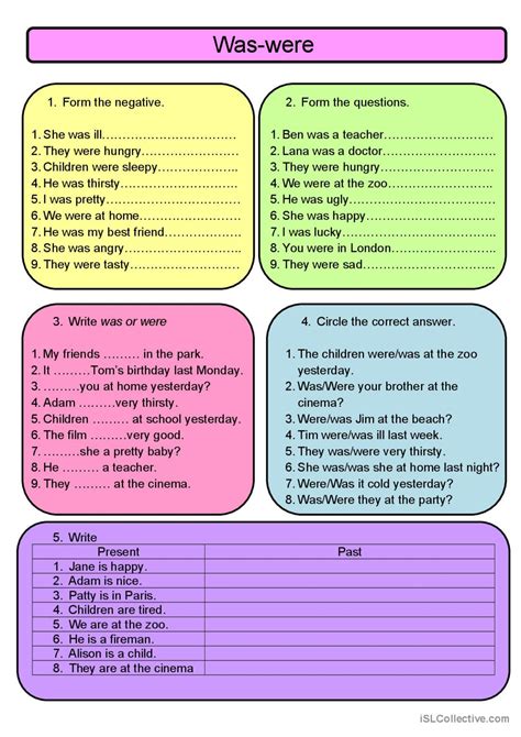 Was Were English Esl Worksheets Pdf And Doc