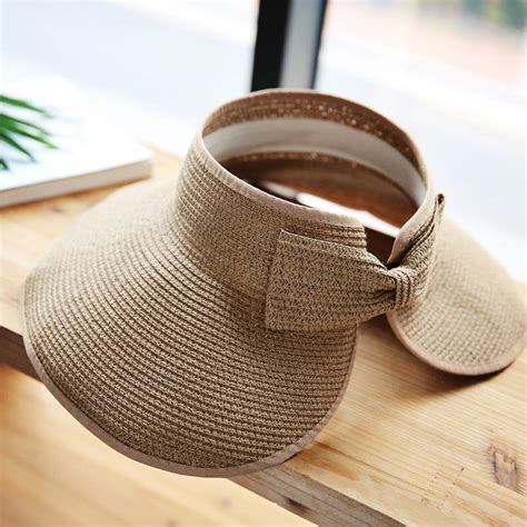 Cheap New Spring Summer Visors Cap Foldable Wide Large Brim Sun Hat Beach Hats For Women Straw