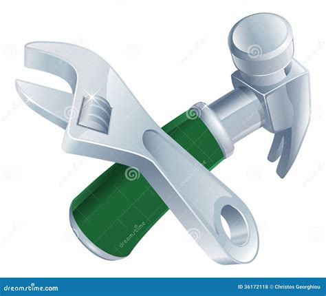 Crossed Spanner And Hammer Tools Stock Vector Illustration Of Plumb