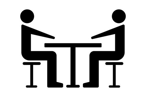 Two People Sitting At A Table Icon Team Partners Dealing Eating