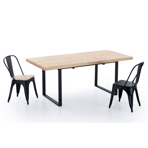 Table Repas Extensible Bois Fonc Et Acier Noir L Matika Maisons