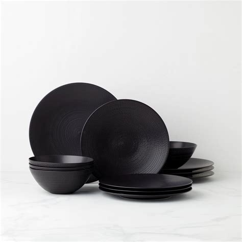 Lx Collective Black 12 Piece Dinnerware Set Modern Dinnerware