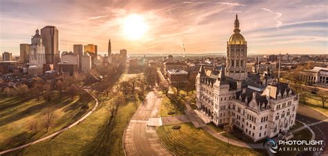 Hartford CT Capitol and Downtown Sunrise Panorama Media Asset Ref ...