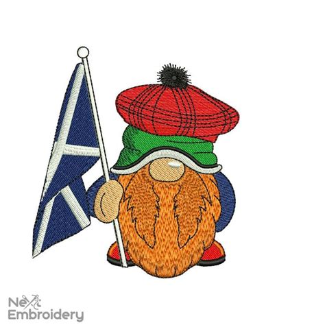 Scottish Gnome Embroidery Design Scotland Embroidery St Andrews Day