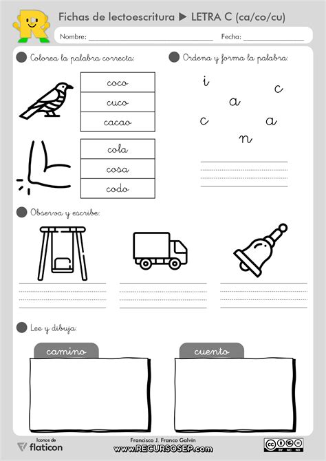 Fichas De Lectoescritura Letra C Ca Co Cu Letra Ligada E Imprenta