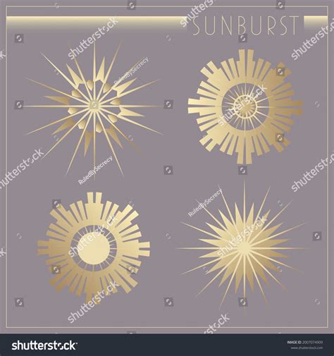 Beautiful Art Deco Sun Elements Set Stock Vector Royalty Free