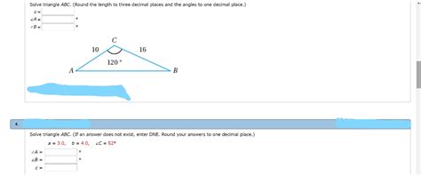 Solved Solve Triangle ABC Round The Length To Three Chegg