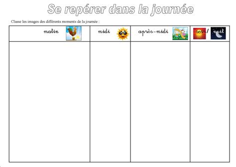 Se Repérer Dans La Journée La Classe De Mamaicress