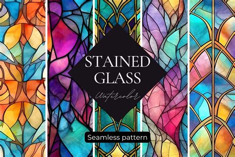 Stained Glass Seamless Patterns Graphic By Kissmeflamingo Creative