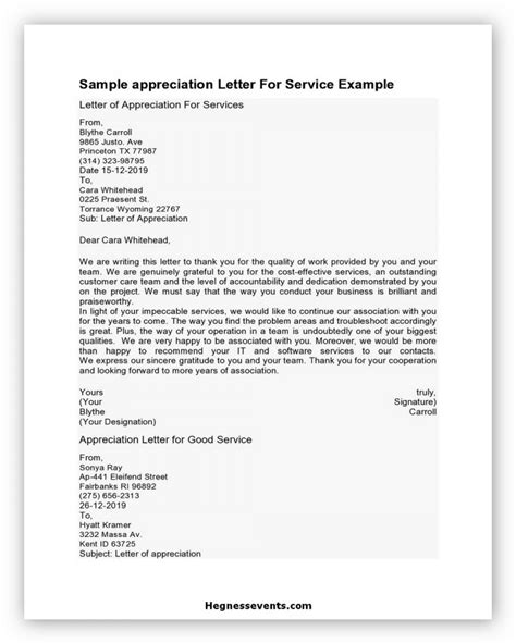 Best Appreciation Letter Template And Writing Tips Hennessy Events