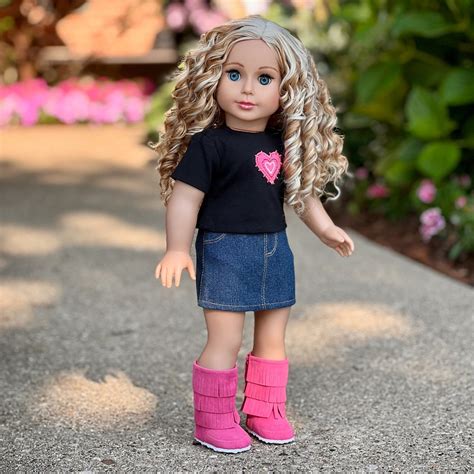 Rock Star Doll Clothes Fits Inch Doll Piece Outfit T Shirt Denim Skirt And Hot Pink Boots