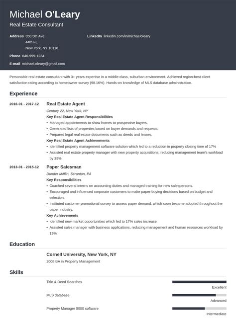 Best Resume For Real Estate Free Samples Examples Format