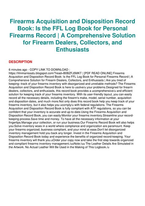 Ppt [pdf] Read Free Firearms Acquisition And Disposition Record Book