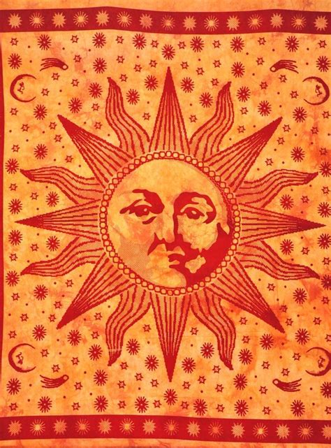 Sun Moon Hippie Boho Tapestrysun Tapestries Celestial Sun Tie Dye