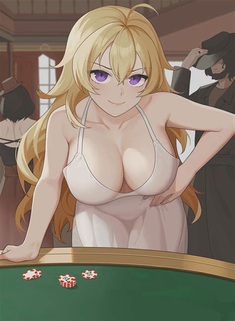 Rule 34 100wang 1girls Ahoge Big Breasts Blonde Hair Busty Cleavage Confident Dress Eye