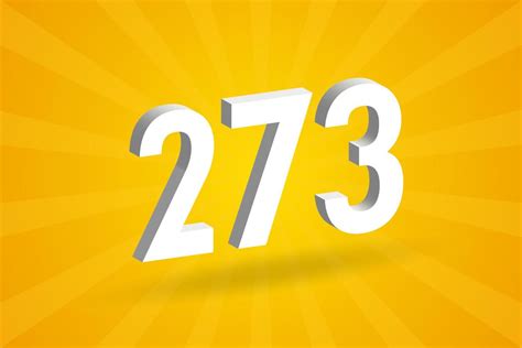 3d 273 Number Font Alphabet White 3d Number 273 With Yellow Background