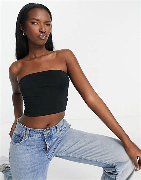 Asos Design Ultimate Crop Top Bandeau Noir Asos