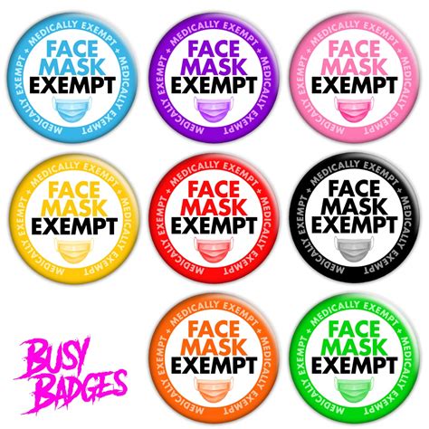 Face Mask Exempt Badges Pin Button Medical Exemption Etsy Australia