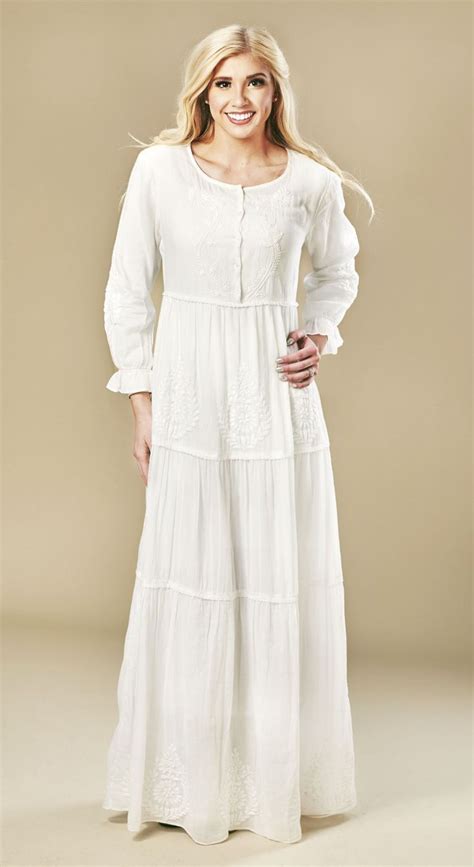 Madrid Temple Dress Bohemian White Lace Dress Modest White Dress