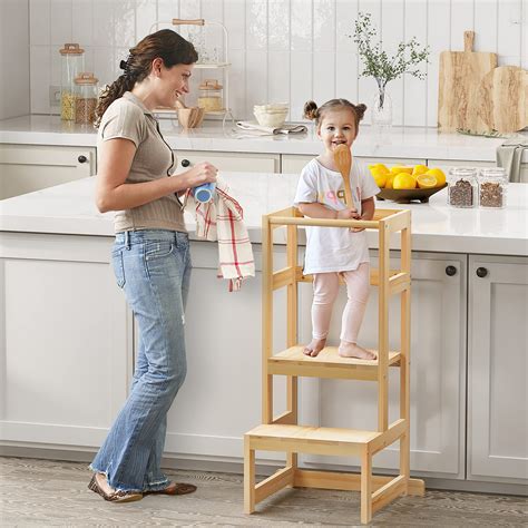 Ambird Toddler Step Stool 3 Adjustable Height Kitchen Step Stool For