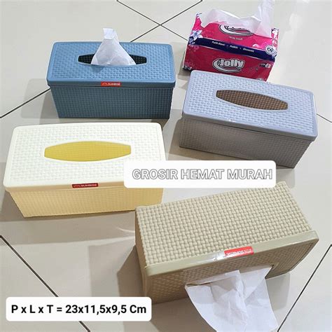 Jual Kotak Box Tempat Tisu Tissue Tissu Plastik Sunrise Motif Rotan