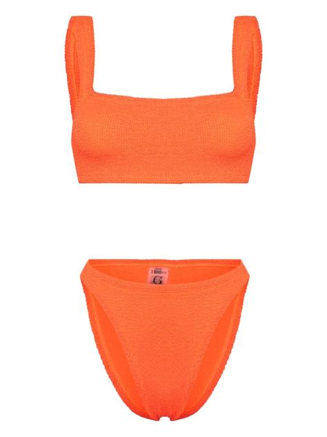 Hunza G Xandra Crinkled Bikini Set Orange FARFETCH