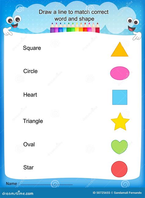 Match Shapes Kids Worksheet Stock Vector Image 50725655