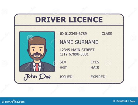 Car Driver Licence Identification Driver Licence Plastic Card With Man Photo Stock Vector