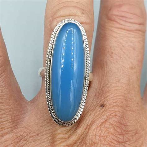 Sterling Zilveren Ring Met Ovale Chalcedoon Mm