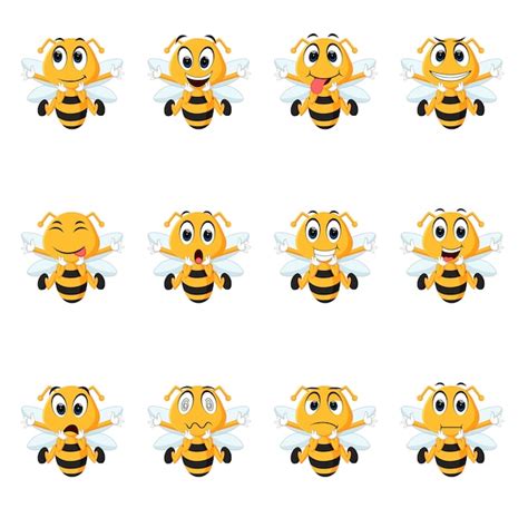 Premium Vector Bee With Different Facial Expressions