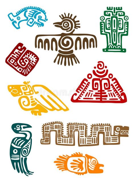 Best 12 Colorful Ancient Mexican Vector Mythology Symbols – American ...