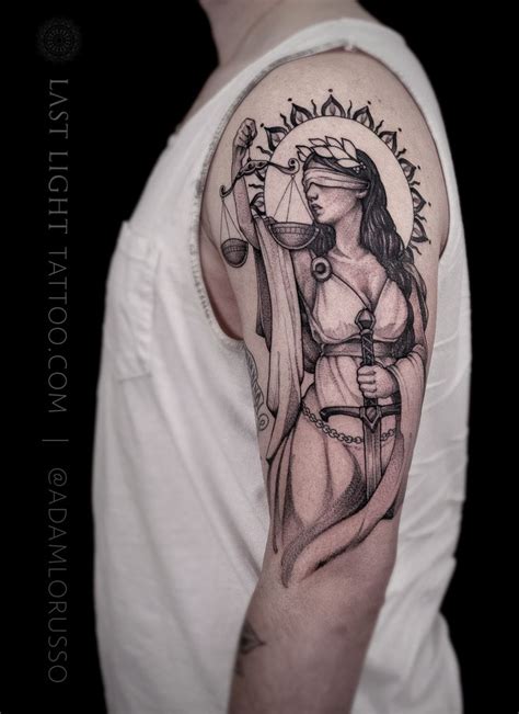 Black And Grey Lady Justice Tattoo Justice Tattoo Tattoo Studio