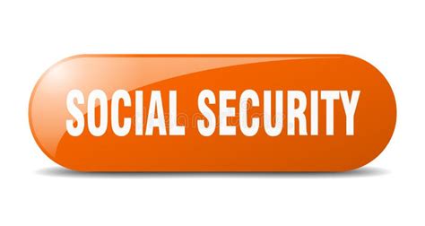 Social Security Button Sticker Banner Rounded Glass Sign Stock